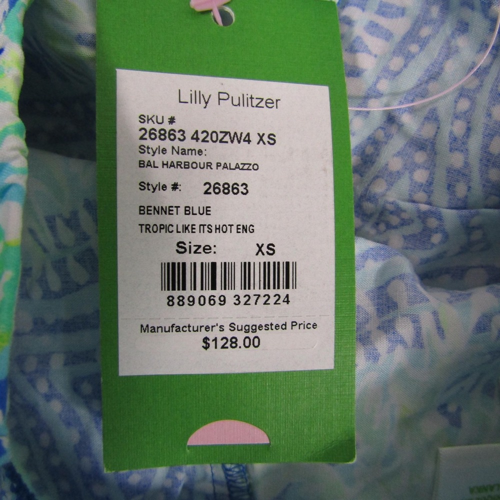 Lilly Pulitzer Pants Womens XS Blue Bal Harbour Palazzo Tropic Like Its Hot - Picture 2 of 6